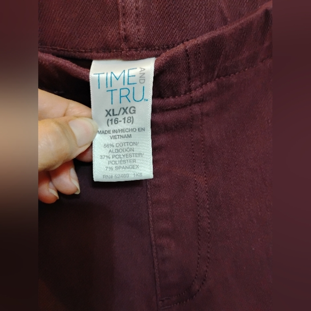 Stylish Burgundy PULL-ON Pants TIME AND TRUE XL/XG (16/18) STRETCHY Cotton-Poly - Picture 2 of 8